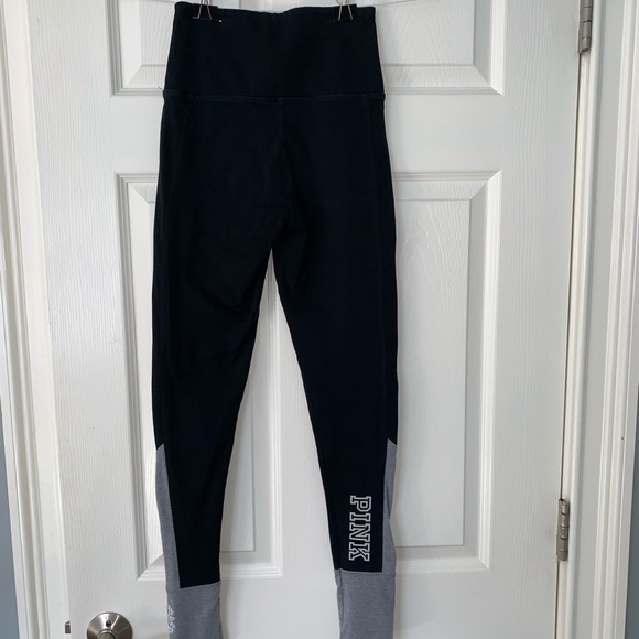 High waisted black & grey PINK yoga leggings - Picture 2 of 3